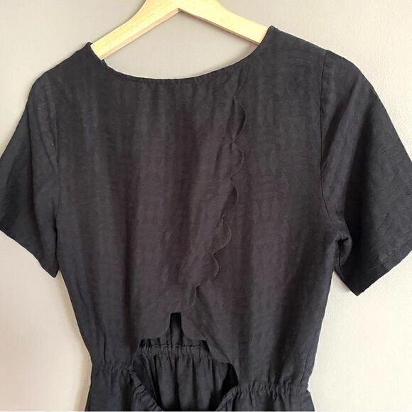 Madewell Womens Black Silk Scallop Back Novella Mini Dress Size Small - Picture 5 of 9